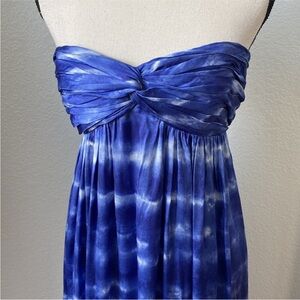 Adam Lippes Strapless SILK INDIGO Tie Dye Maxi Floor Length Dress Size 8